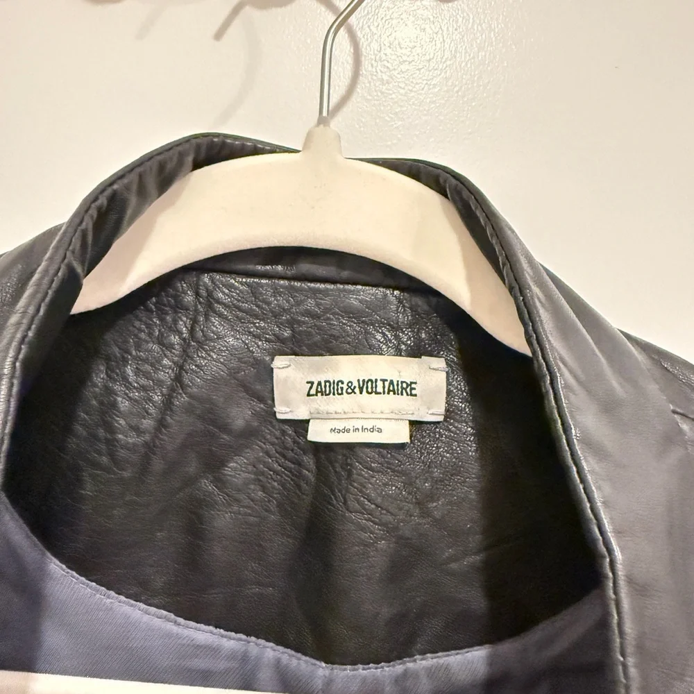 Zadig & Voltaire Black Verys Cuir Leather Jacket - Picture 2 of 7